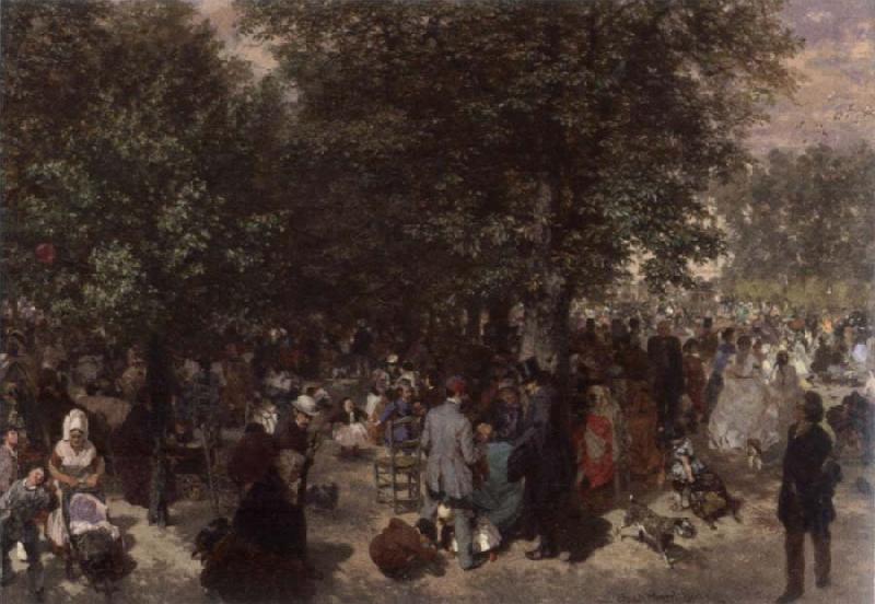 Adolph von Menzel Afternoon in the Tuileries Garden china oil painting image